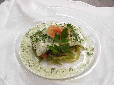 Dos de cabillaud au vert